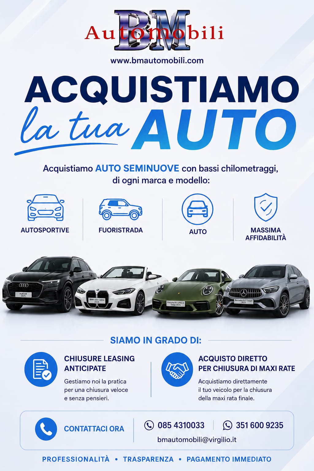 BM Automobili Pescara, SPECIALIZZATI NELLA COMPRAVENDITA DI VEICOLI SEMINUOVI